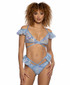 JR-129, Blue Sequin Lace Ruffle Wrap Bottom View With Top JR-128