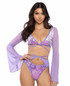 JR-133, Lavender Sequin Velvet & Mesh Wrap Top By Roma