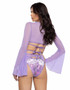 JR-133, Lavender Sequin Velvet & Mesh Wrap Top Back View