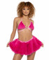 JR-146, Neon Pink Faux Fur Top View with Skirts JR148