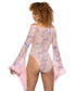 JR-130, Pink Sequin Lace Off the Shoulder Bodysuit Back View