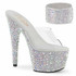 BEJEWELED-712MS, Clear/Silver 7" Rhinestones Platform Slide w/Ankle Cuff By Pleaser
