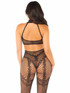LA89336, Black Heart and Dotted Net Bodystocking Back View