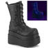 BEAR-182, 4.5 Inch Platform Mid-Calf Boots with Bat Stitching Detail By Demonia