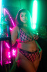 PBLI161X, Plus Size 2pc Playboy Mesh Bralette Set Life Style