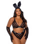 PBLI161X, Plus Size 2pc Black Playboy Mesh Bralette Set