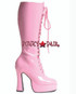 Pink Easy 5" Lace Up Chunky GoGo Boots