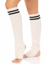 LA3982, White Ribbed Stirrup Leg Warmers