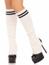 Leg Avenue LA3982, Ribbed Stirrup Leg Warmers White With Black Stripe