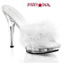 LIP-101-8, 5" White Marabou Slipper by Fabulicious