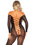 LA89357, Python Net Black Crotchless Footless Bodystocking Back View