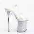 Pleaser FLAMINGO-808PREM-RSI, 8" Ankle Strap Sandal with Clear Soft Strap and Rhinestones Insert in Platform