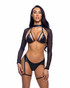 R-6651, Black Bikini Set with Attached Garters View With Shrug R-6657