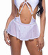 R-6668, White Mesh Mini Skirt with Rhinestones