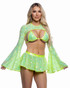 R-6711, Neon Yellow Sequin Shrug View With Top R-6712 and Skirt R-6713