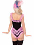 LA87290, Black/Pink Ruffle Bodysuit with Boning Back View