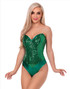 LA2786, Green Sequin Bodysuit