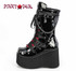 KERA-121, 4.5 Inch Platform Mid-Calf Boots with Corset Style Lacing Side view