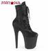 FLAMINGO-1020WR, 8 Inch Shimmer Ankle Boots Zipper Side View