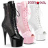 Pleaser ADORE-1048RSNT, 7 Inch Open Toe Boots with Rhinestones Mesh Side Panel