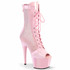 ADORE-1048RSNT, Pink 7 Inch Open Toe Boots with Rhinestones Mesh Side Panel