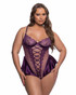 R-LI840Q, Purple Lace and Mesh Plus Size Teddy By Roma