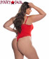 R-LI846Q, Plus Size Red Teddy with Lace Trim Back View