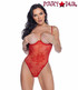 R-LI849, Red Open Cup Lace Teddy By Roma