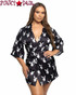 PBLI196Q, Plus Size Black PlayBoy Bunny Robe