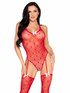 LA89360, Heart Net Teddy with Attached Stockings By Leg Avenue