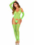 Leg Avenue LA89346, Neon Green Lace Cami Garter with Attached Loop Stocking full View