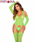 Leg Avenue LA89346, Neon Green Lace Cami Garter with Attached Loop Stocking