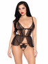 LA81677, Scalloped Babydoll with Matching Crotchless Panty By Leg Avenue