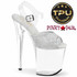 FLAMINGO-808PREM-RSNT, 8 Inch Clear Heel with Rhinestone Sandal