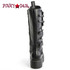 REBEL-200, Back View 2 Inch Stacked Platform Eyelet Combat Knee-High Boot