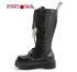 REBEL-200, Zipper Side View 2 Inch Stacked Platform Eyelet Combat Knee-High Boot