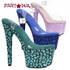 Ellie 709-ANNIE, 7 Inch Heel Platform Sandal with Leopard Print
