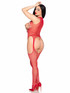 LA89374, Red Net Cupless Suspender Bodystockings Back View