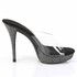 ATHENA-501, Clear/Black Side View 5 Inch Heel Slide with Rhinestones