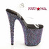 Clear/Black BEJEWELED-808MS,  8 Inch Heel Platform Sandal with Multi Rhinestones Shape