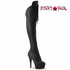 DELIGHT-3014, 7 Inch Heel Slant Top Over the Knee Boots Black Faux Leather