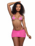 R6740, Hot Pink Rhinestone Bikini Set View With Skirt R6741