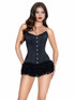 Leg Avenue LA87384, Black Satin Corset Front View