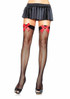 LA-9018, Black Stockings Fishnet with Red Bows