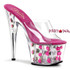 ADORE-701FL,  7 Inch Stiletto Heel Slide with Hot Pink Flowers