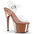 Pleaser Adore-708, 7" Clear/Rose Gold CHROME Stripper Shoes