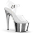 Pleaser Adore-708, 7" Clear/Silver CHROME Stripper Shoes