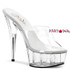 DELIGHT-601, 6 Inch High Heel with 1.75 Inch Platform Clear Mule Shoes