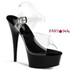 DELIGHT-608, 6 Inch High Heel with 1.75 Inch Platform Clear Ankle Strap Shoes color clear/black