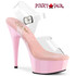 DELIGHT-608 Baby Pink 6 Inch Platform Clear Ankle Strap